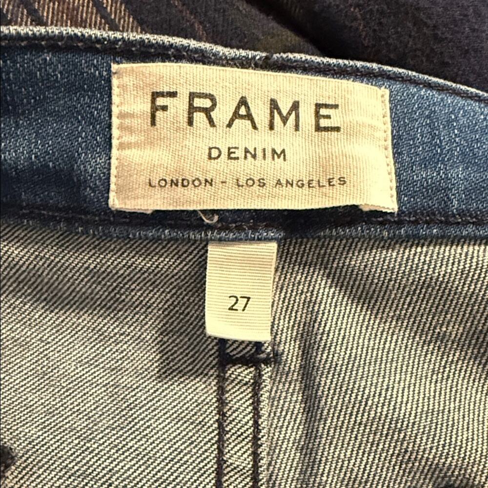 FRAME 70s style designer exposed pocket raw distressed hem flare denim jeans 27 - Picture 2 of 7